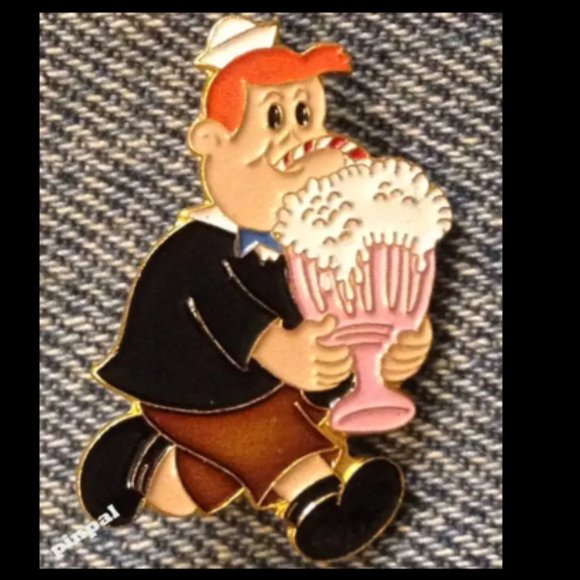 Tubby Brooch Pin ~ Little LuLu's Portly Friend ~ 80's vintage - Picture 1 of 3